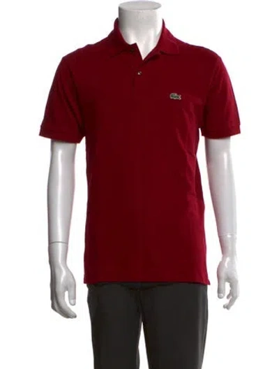 Pre-owned Lacoste Collar Short Sleeve Polo Shirt In Burgundy