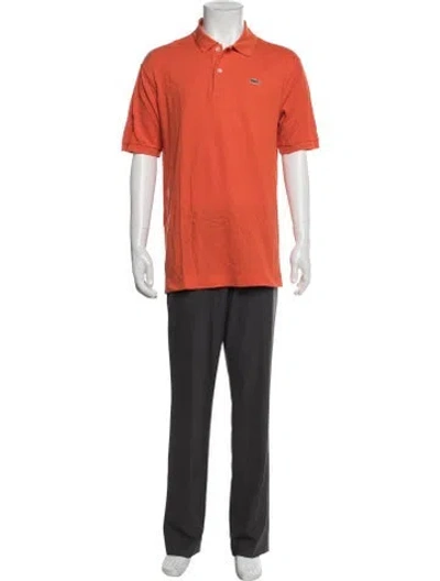 Pre-owned Lacoste Collar Short Sleeve Polo Shirt In Orange