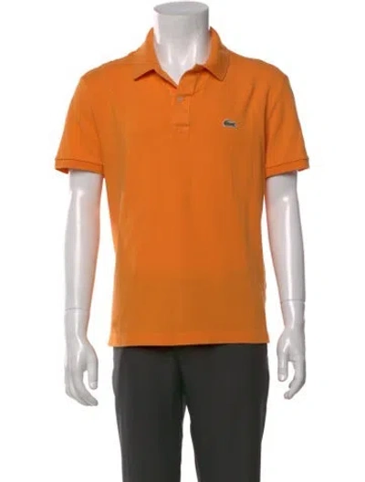 Pre-owned Lacoste Collar Short Sleeve Polo Shirt In Orange