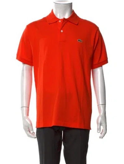 Pre-owned Lacoste Collar Short Sleeve Polo Shirt In Orange