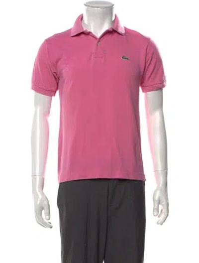 Pre-owned Lacoste Collar Short Sleeve Polo Shirt In Pink