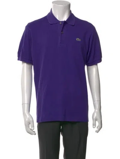 Pre-owned Lacoste Collar Short Sleeve Polo Shirt In Purple