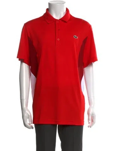 Pre-owned Lacoste Collar Short Sleeve Polo Shirt In Red