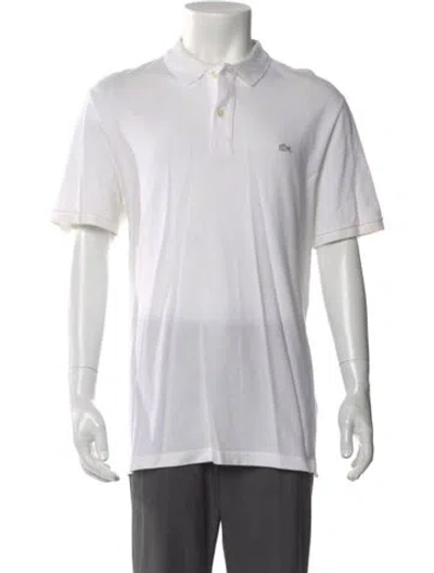Pre-owned Lacoste Collar Short Sleeve Polo Shirt In White