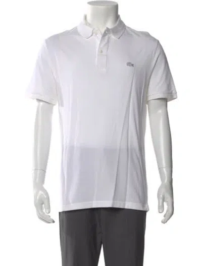 Pre-owned Lacoste Collar Short Sleeve Polo Shirt In White