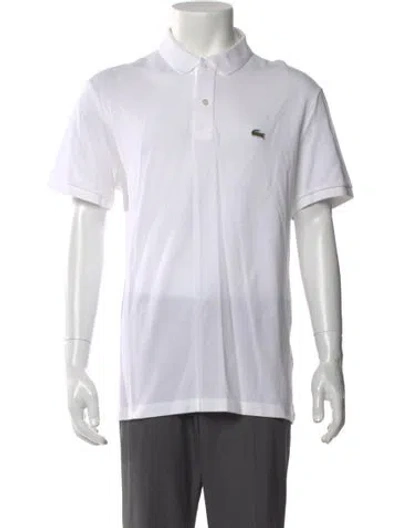 Pre-owned Lacoste Collar Short Sleeve Polo Shirt In White