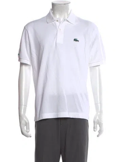 Pre-owned Lacoste Collar Short Sleeve Polo Shirt In White