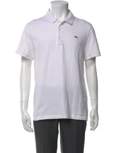 Pre-owned Lacoste Collar Short Sleeve Polo Shirt In White