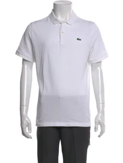 Pre-owned Lacoste Collar Short Sleeve Polo Shirt In White