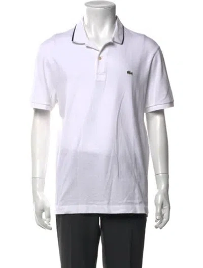 Pre-owned Lacoste Collar Short Sleeve Polo Shirt In White