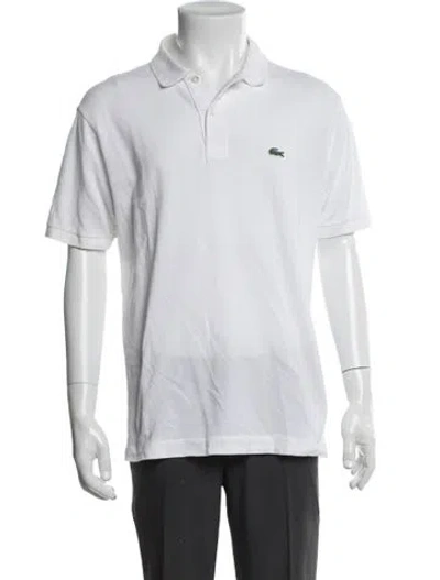 Pre-owned Lacoste Collar Short Sleeve Polo Shirt In White
