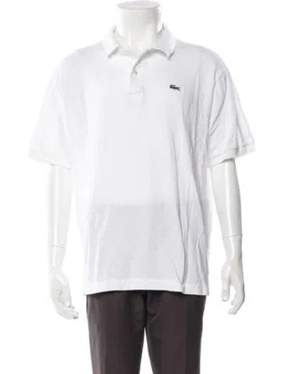 Pre-owned Lacoste Collar Short Sleeve Polo Shirt In White