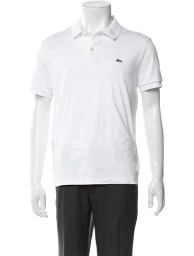 Pre-owned Lacoste Collar Short Sleeve Polo Shirt In White