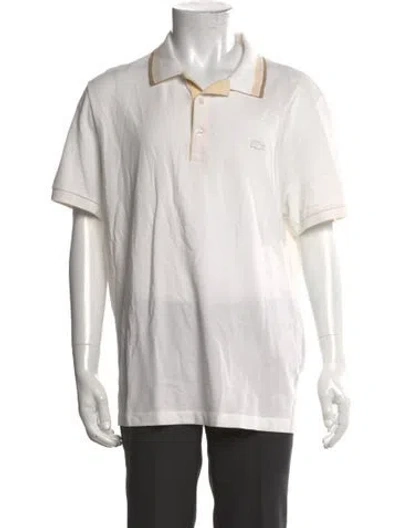 Pre-owned Lacoste Collar Short Sleeve Polo Shirt In White