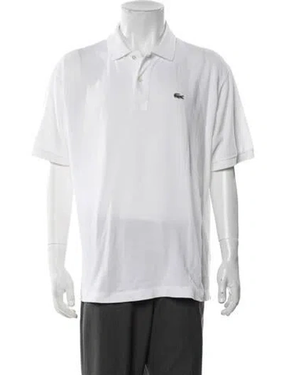 Pre-owned Lacoste Collar Short Sleeve Polo Shirt In White
