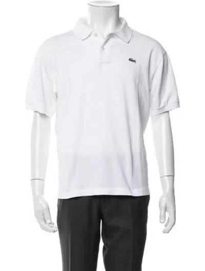 Pre-owned Lacoste Collar Short Sleeve Polo Shirt In White