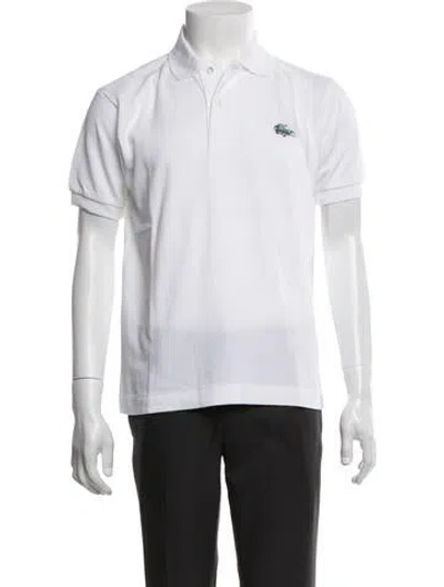 Pre-owned Lacoste Collar Short Sleeve Polo Shirt In White