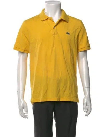 Pre-owned Lacoste Collar Short Sleeve Polo Shirt In Yellow