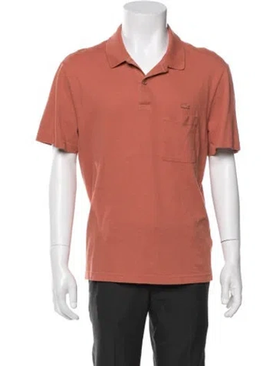 Pre-owned Lacoste Collar Short Sleeve Polo Sweater In Orange