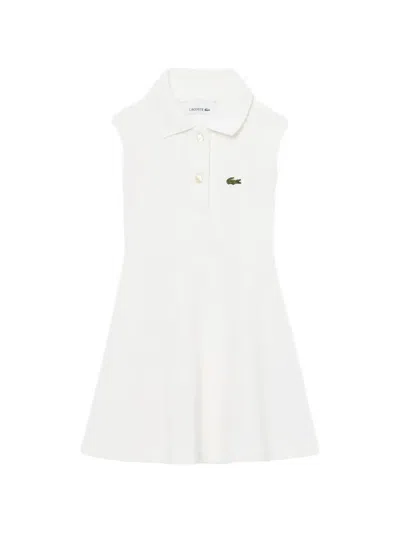 Lacoste Kids' Collar Sleeveless Short Dress In White