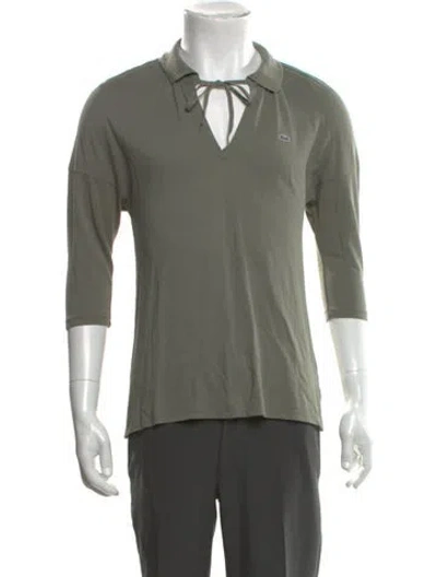 Pre-owned Lacoste Collar Three-quarter Sleeve Polo Shirt In Green