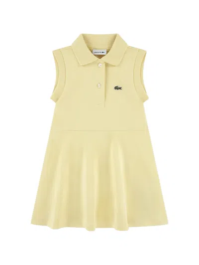 Lacoste Kids' Collared A-line Dress In Yellow