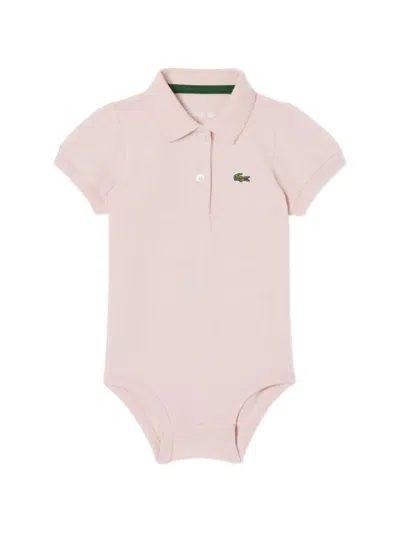 Lacoste Babies' Collared Bodysuit In Pink