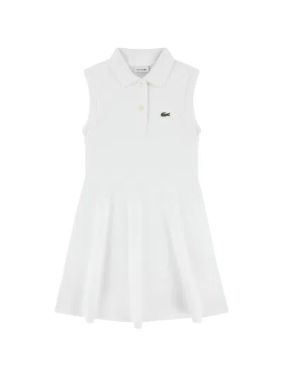 Lacoste Kids' Collared Logo Dress In White