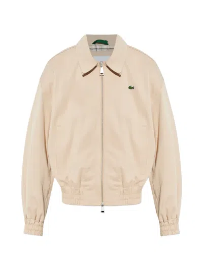 Lacoste Collared Zip Jacket In Neutral