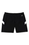 Lacoste Colorblock Cotton Swim Trunks In Black/black-flour