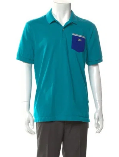 Pre-owned Lacoste Colorblock Pattern Collar Polo Shirt In Blue