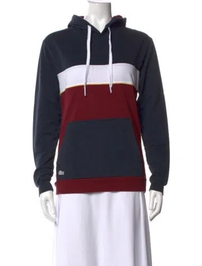 Pre-owned Lacoste Colorblock Pattern Crew Neck Hoodie In Blue