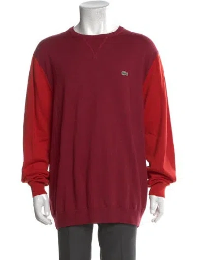 Pre-owned Lacoste Colorblock Pattern Crew Neck Pullover In Red