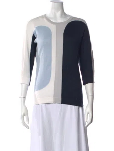 Pre-owned Lacoste Colorblock Pattern Crew Neck Sweater In Blue