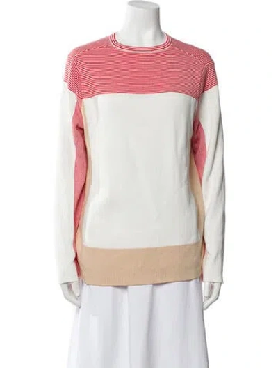 Pre-owned Lacoste Colorblock Pattern Crew Neck Sweater In Pink