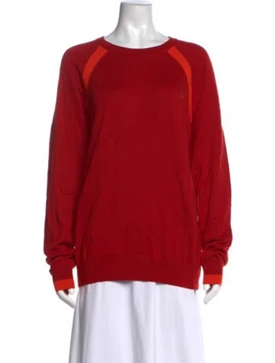 Pre-owned Lacoste Colorblock Pattern Crew Neck Sweater W/ Tags In Red