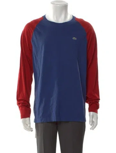 Pre-owned Lacoste Colorblock Pattern Crew Neck T-shirt In Blue