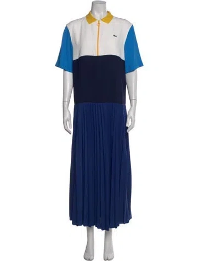 Pre-owned Lacoste Colorblock Pattern Long Dress W/ Tags In Blue