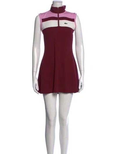 Pre-owned Lacoste Colorblock Pattern Mini Dress In Burgundy