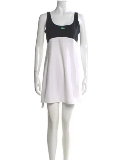 Pre-owned Lacoste Colorblock Pattern Mini Dress In White