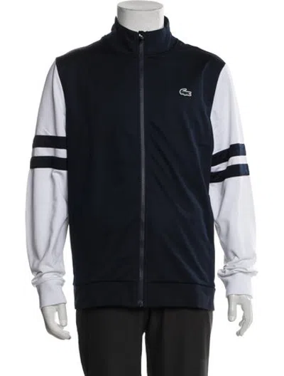 Pre-owned Lacoste Colorblock Pattern Mock Neck Sweatshirt W/ Tags In Blue