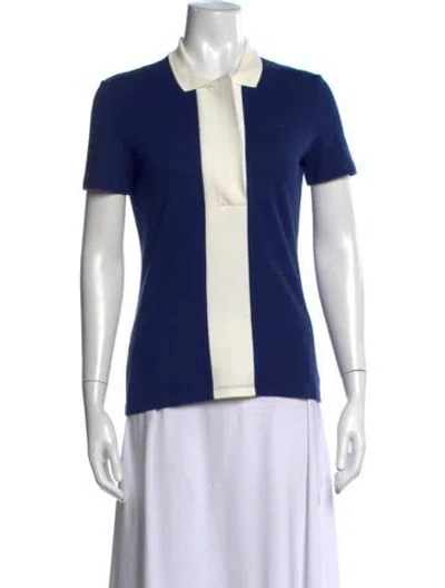 Pre-owned Lacoste Colorblock Pattern Short Sleeve Polo In Blue