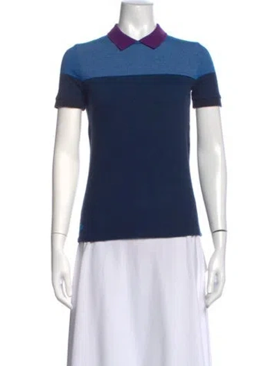 Pre-owned Lacoste Colorblock Pattern Short Sleeve Polo In Blue