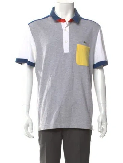 Pre-owned Lacoste Colorblock Pattern Short Sleeve Shirt In Gray