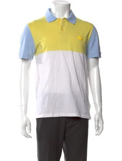 Pre-owned Lacoste Colorblock Pattern Short Sleeve Shirt In White