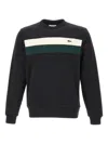 Lacoste Colour-block Crew-neck Sweatshirt In Black