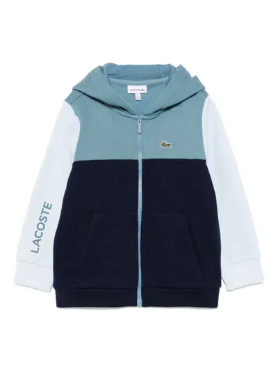 Lacoste Kids' Colour-block Hoodie In Blue