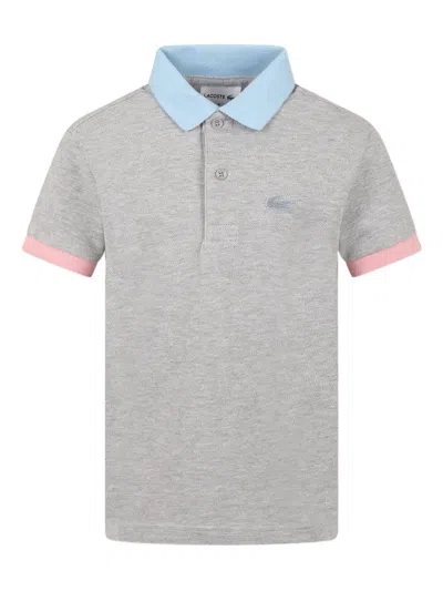 Lacoste Kids' Colour-block Polo Shirt In Grey