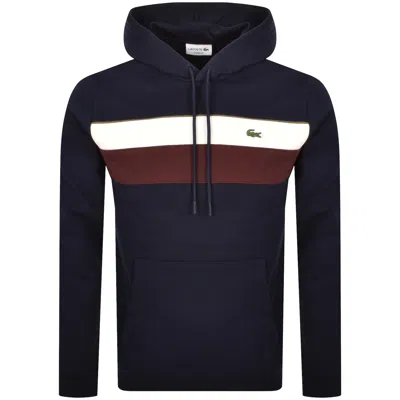 Lacoste Colour Block Pullover Hoodie Navy In Blue