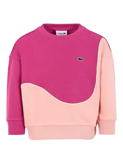 Lacoste Kids' Colour-block Wave Sweatshirt In Pink